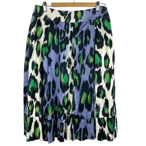 Spanner Animal Print Full Cotton Midi Skirt Size 10 Lilac Green NWT